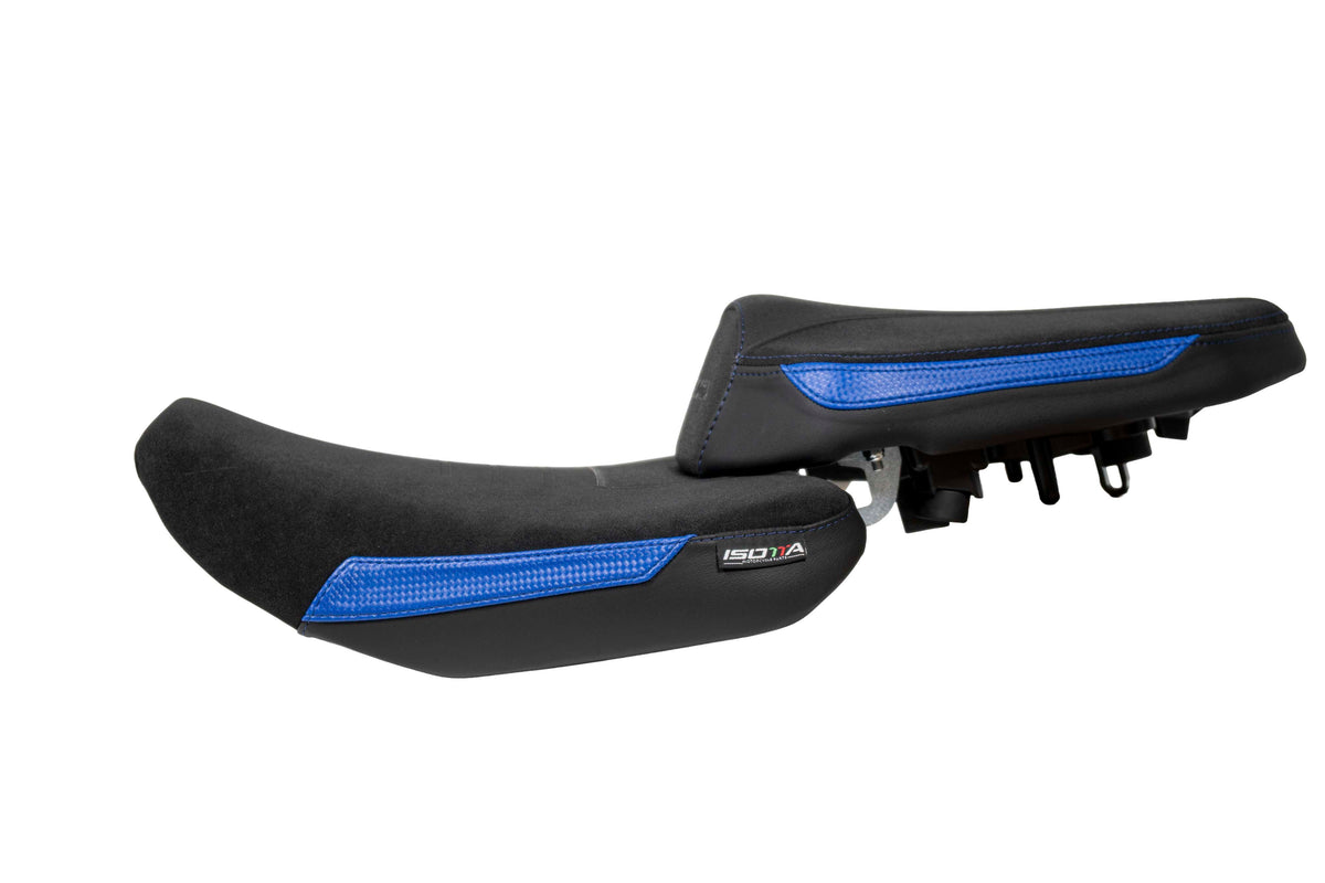 Isotta Extra Comfort Rider Seat and Comfort Passenger Seat | Blue | Ice Storm | Triple Black | Yamaha MT-07 2025>2026