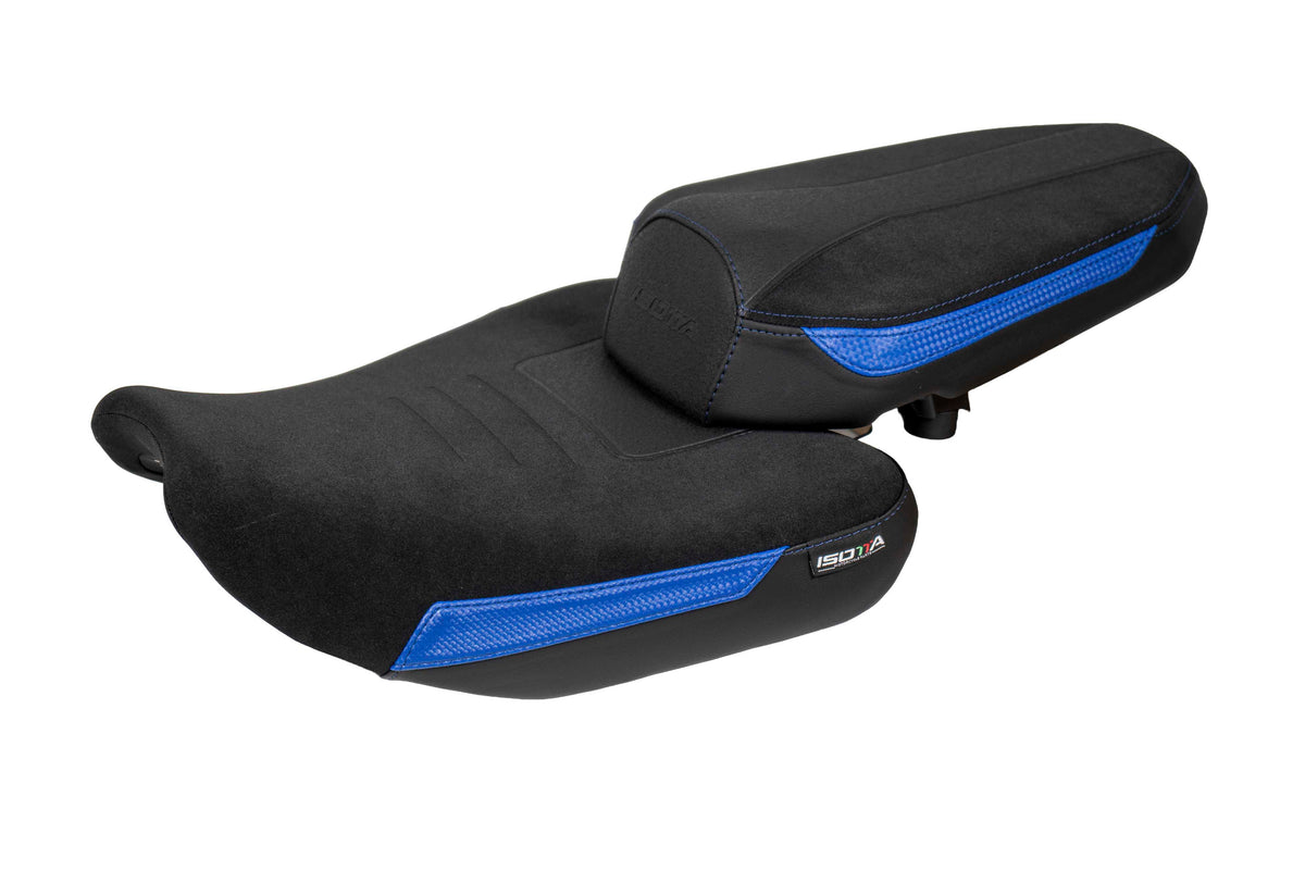 Isotta Extra Comfort Rider Seat and Comfort Passenger Seat | Blue | Ice Storm | Triple Black | Yamaha MT-07 2025>2026