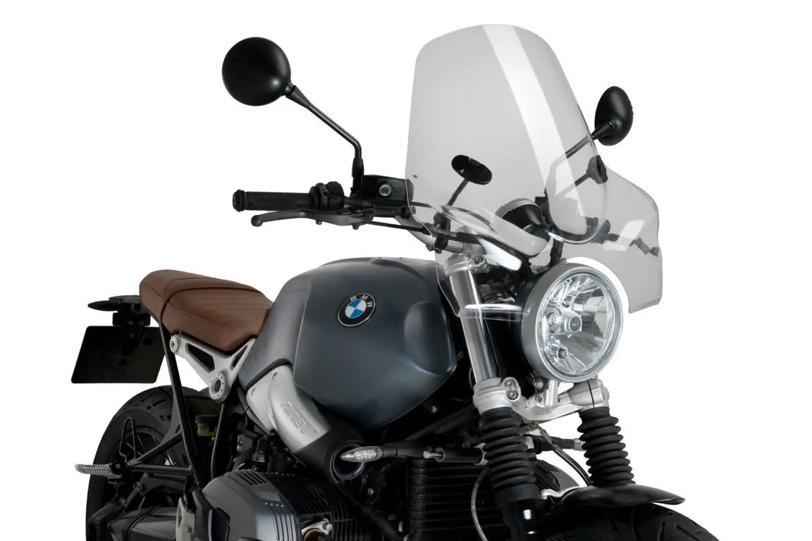 Puig Touring 1 Universal Handlebar Mounted Screen | Clear - Pyramid Motorcycle Accessories