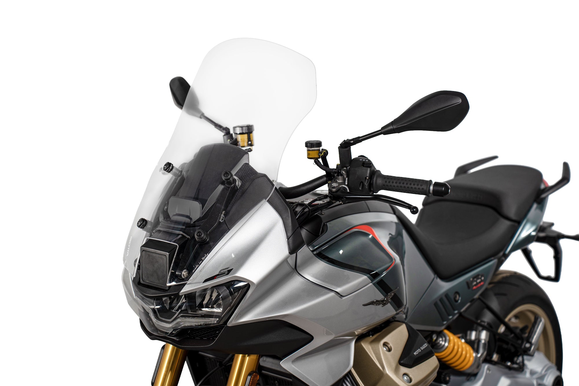 Isotta High Screen | Clear | Moto Guzzi V100 Mandello S (With Radar) 2023>Current - Pyramid Motorcycle Accessories