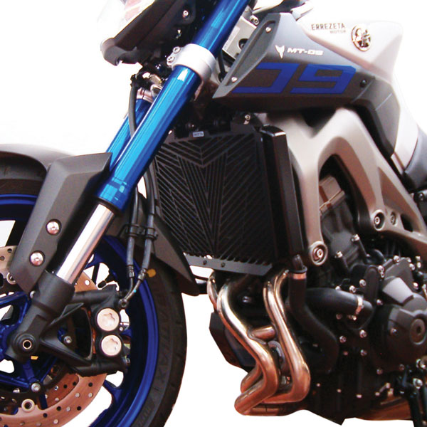 Isotta Radiator Guard | Black | Yamaha MT-09 2013>2016 - Pyramid Motorcycle Accessories