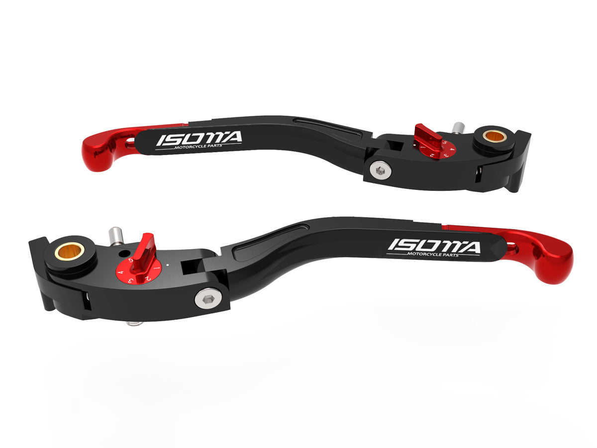 Isotta Eco GP Adjustable Levers Brake & Clutch | Red | Moto Guzzi V100 Mandello S / Stelvio 2023>2024 - Pyramid Motorcycle Accessories