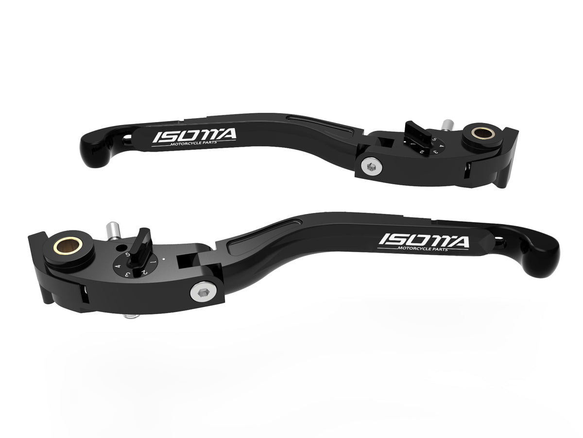 Isotta Eco GP Adjustable Levers Brake & Clutch | Black | Moto Guzzi V100 Mandello S / Stelvio 2023>2024 - Pyramid Motorcycle Accessories