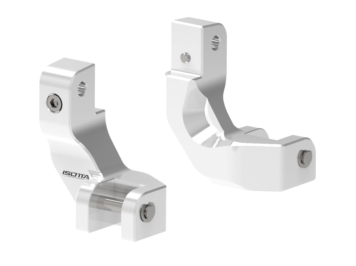 Isotta Passenger Footpeg Relocation Kit | Silver | Black | Moto Guzzi V100 Mandello S 2023>2024 - Pyramid Motorcycle Accessories