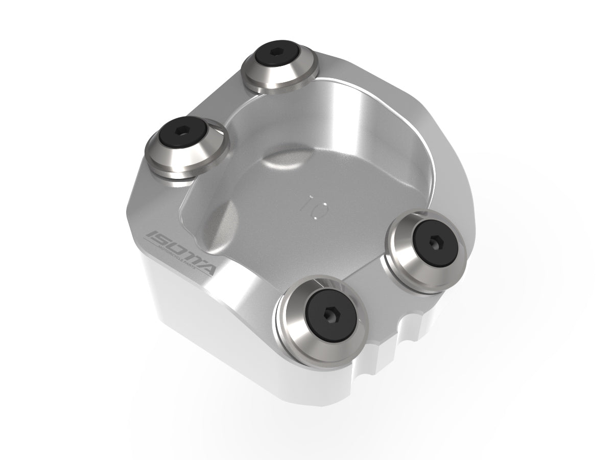 Isotta Side Stand Base Extension | Silver| Black | Moto Guzzi Stelvio 2024>2024 - Pyramid Motorcycle Accessories