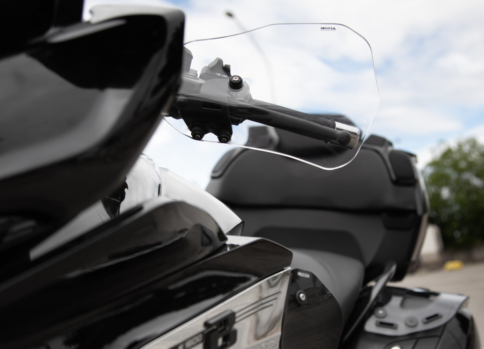 Isotta Handguards | Dark Smoke | Clear | BMW K 1600 Grand America 2017>2024 - Pyramid Motorcycle Accessories