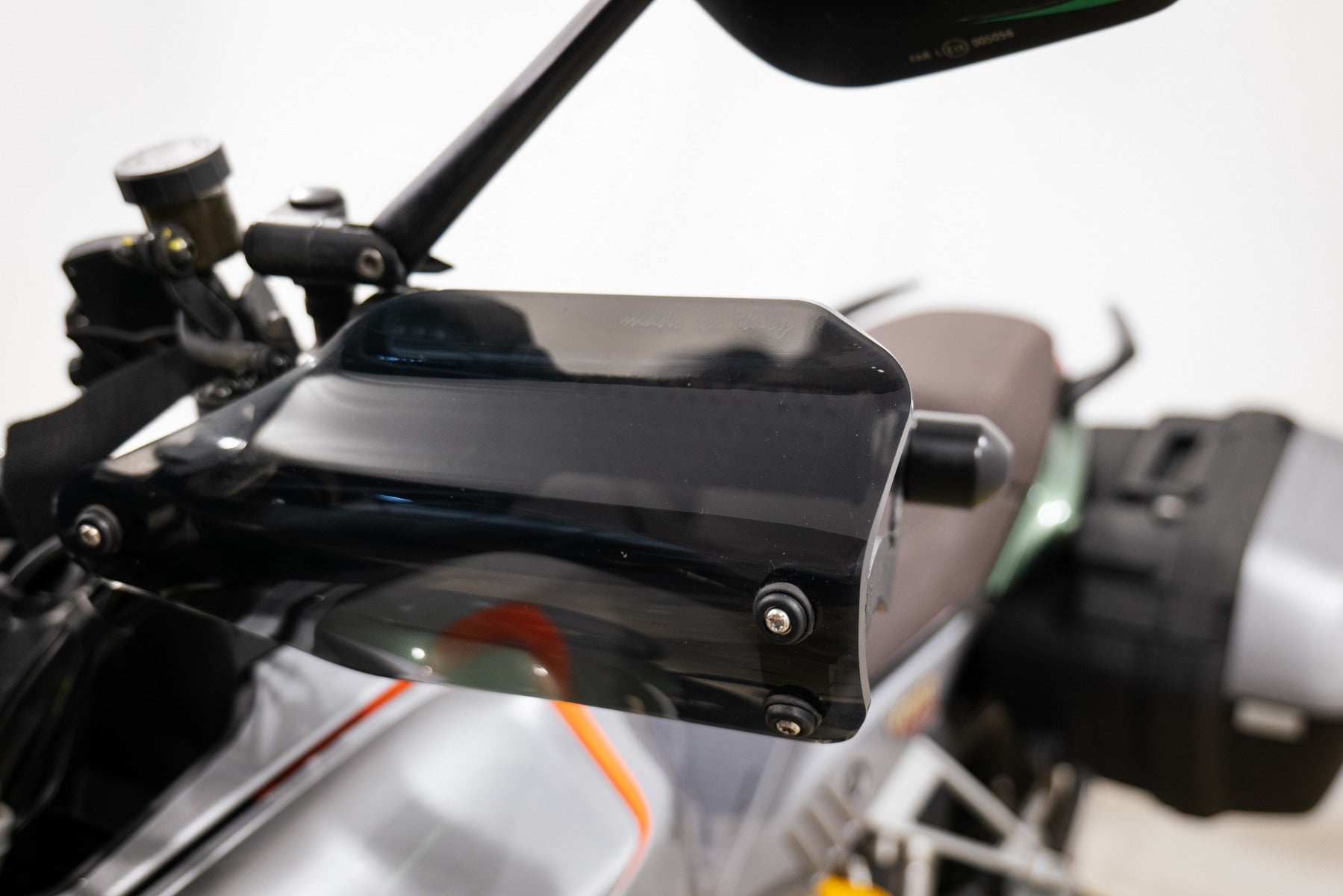 Isotta Handguards | Dark Smoke | Matte Black | Moto Guzzi V100 Mandello S 2023>2024 - Pyramid Motorcycle Accessories