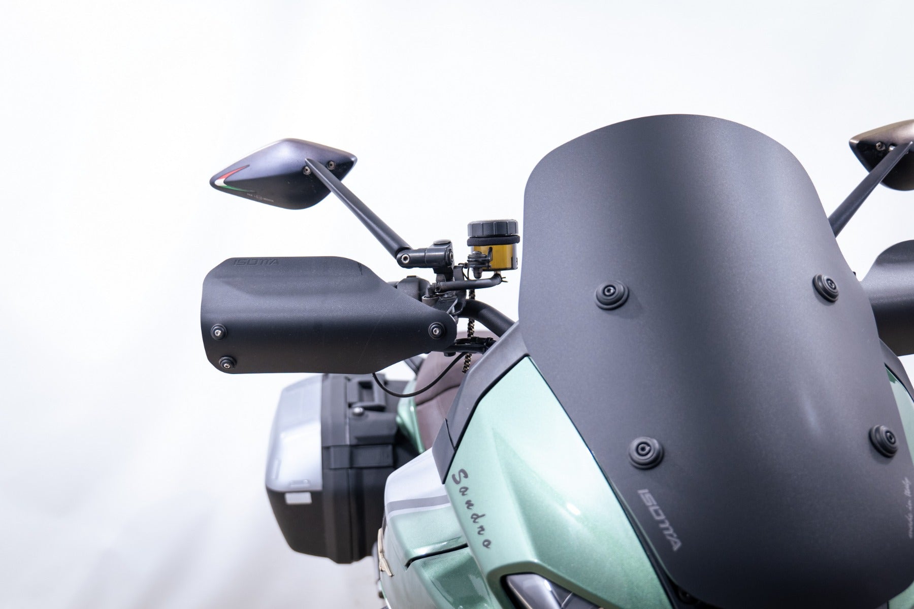 Isotta Handguards | Dark Smoke | Matte Black | Moto Guzzi V100 Mandello S 2023>2024 - Pyramid Motorcycle Accessories