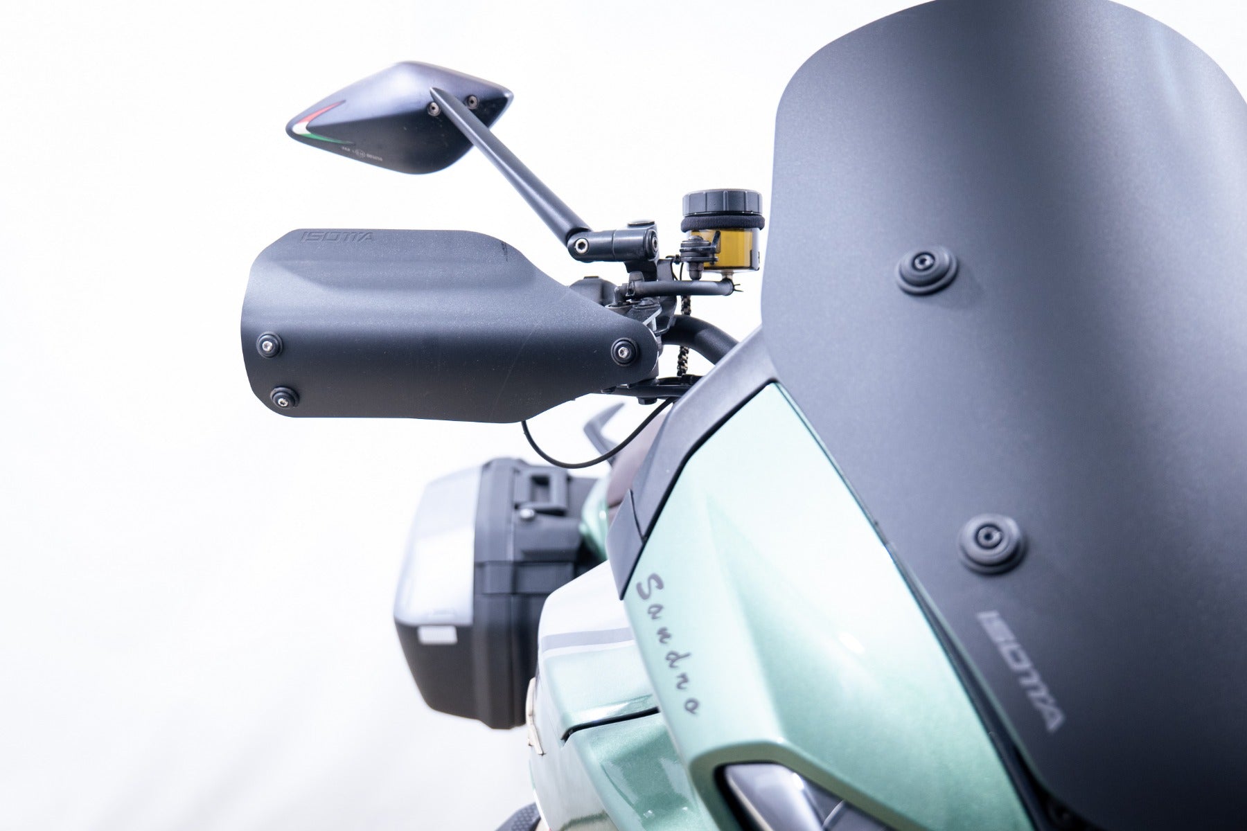 Isotta Handguards | Dark Smoke | Matte Black | Moto Guzzi V100 Mandello S 2023>2024 - Pyramid Motorcycle Accessories