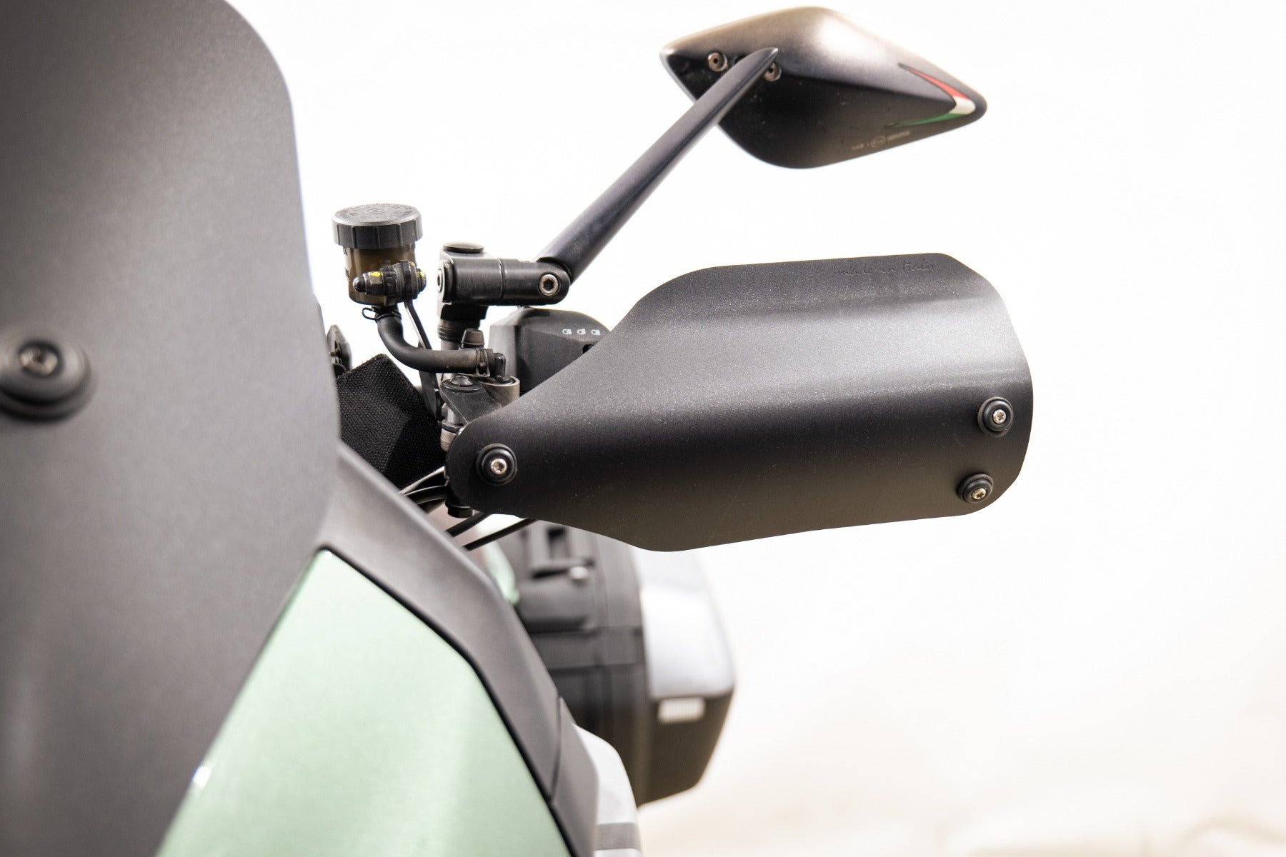 Isotta Handguards | Dark Smoke | Matte Black | Moto Guzzi V100 Mandello S 2023>2024 - Pyramid Motorcycle Accessories