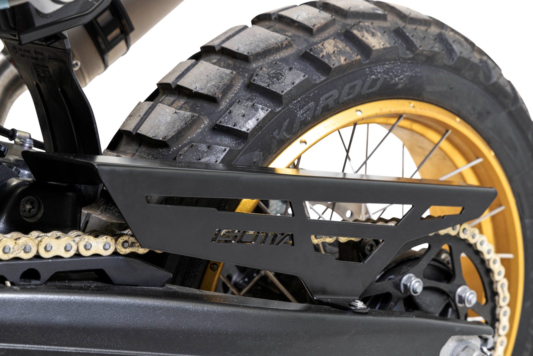 Isotta Chain Guard | Textured Black | BMW F 900 GS 2024>2025ย -ย ย Pyramid Motorcycle Accessories