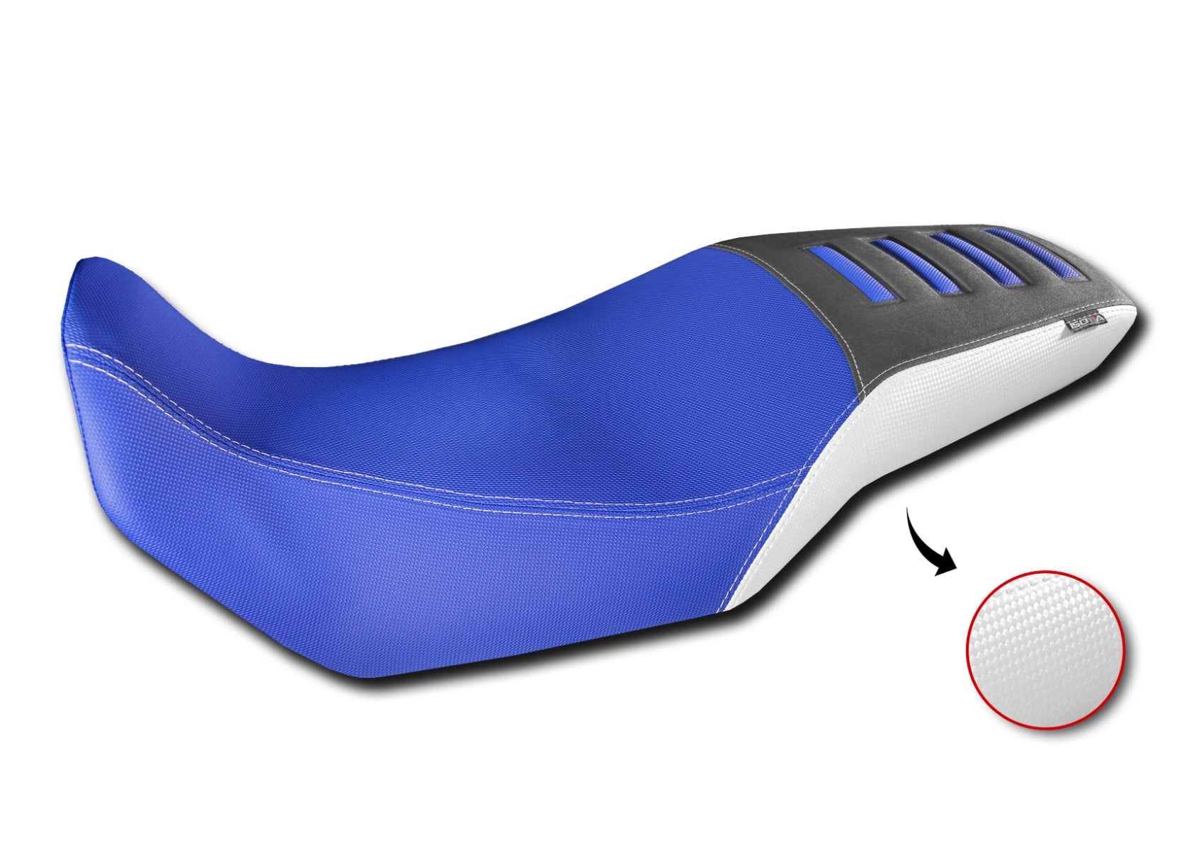 Isotta Comfort Seat Cover | Blue/White/Black | Honda XL 750 Transalp 2023>2024 - Pyramid Motorcycle Accessories