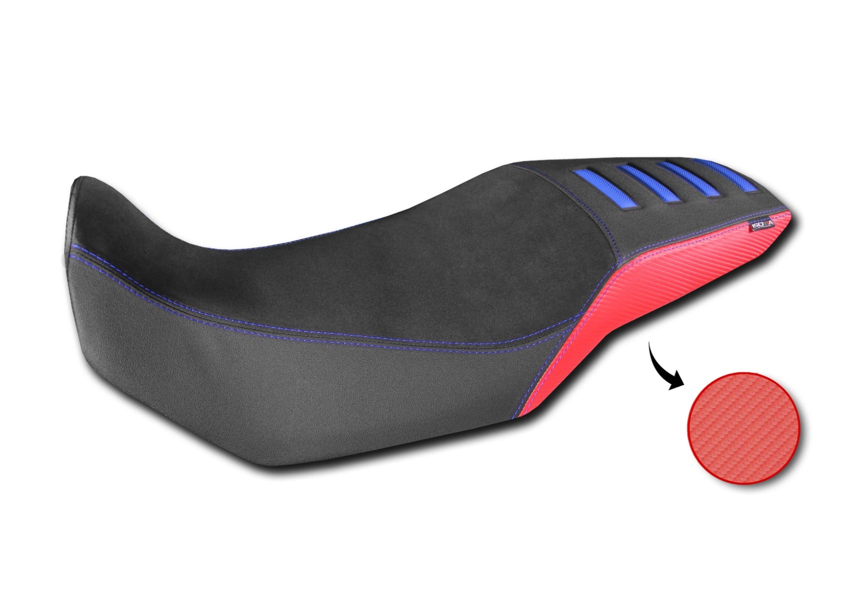 Isotta Comfort Seat Cover | Black/Red/Blue | Honda XL 750 Transalp 2023>2024 - Pyramid Motorcycle Accessories