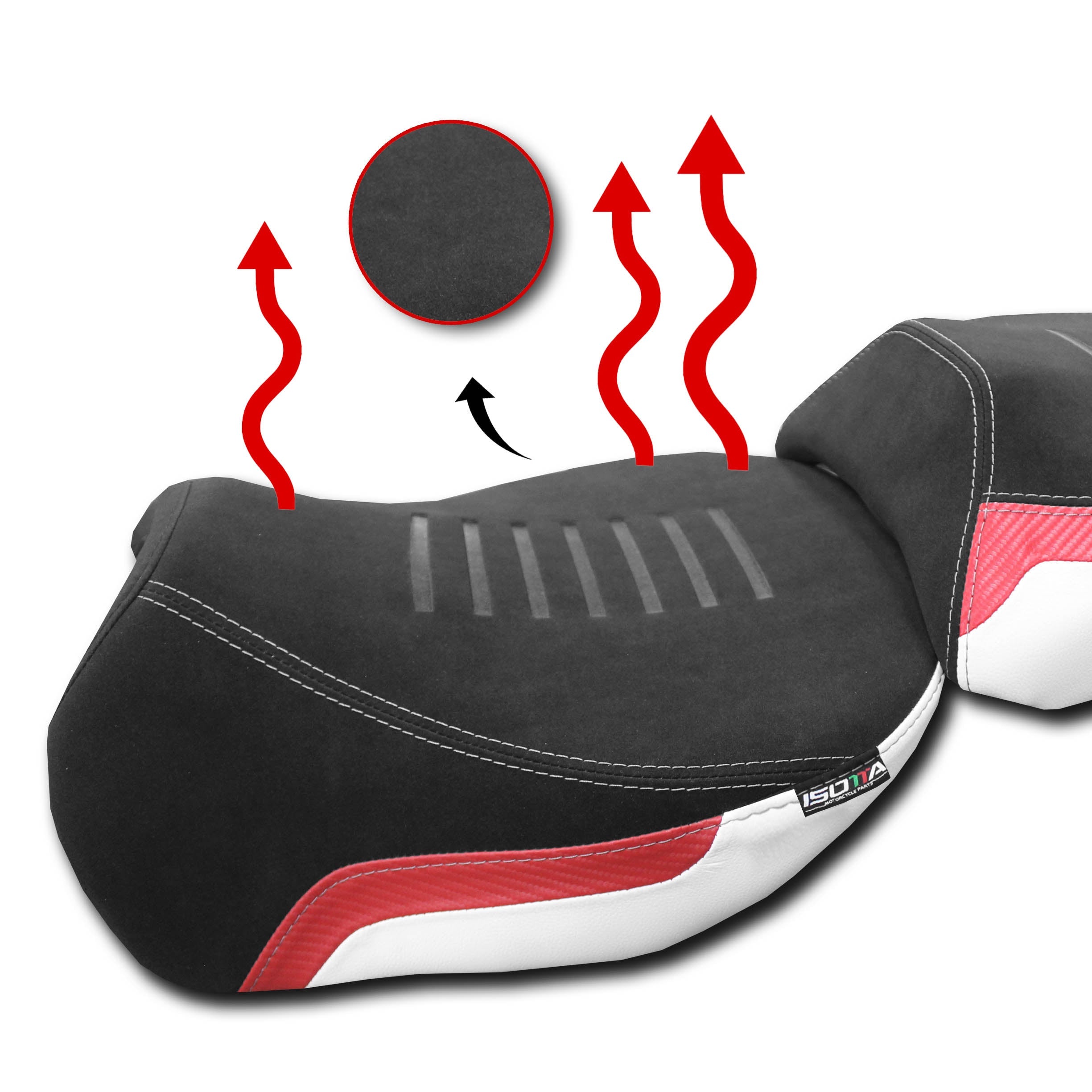 Isotta Heated Rider Comfort Seat | White | Ducati Multistrada V4/V4 S/Rally/Pikes Peak 2020-2026 - Pyramid Motorcycle Accessories