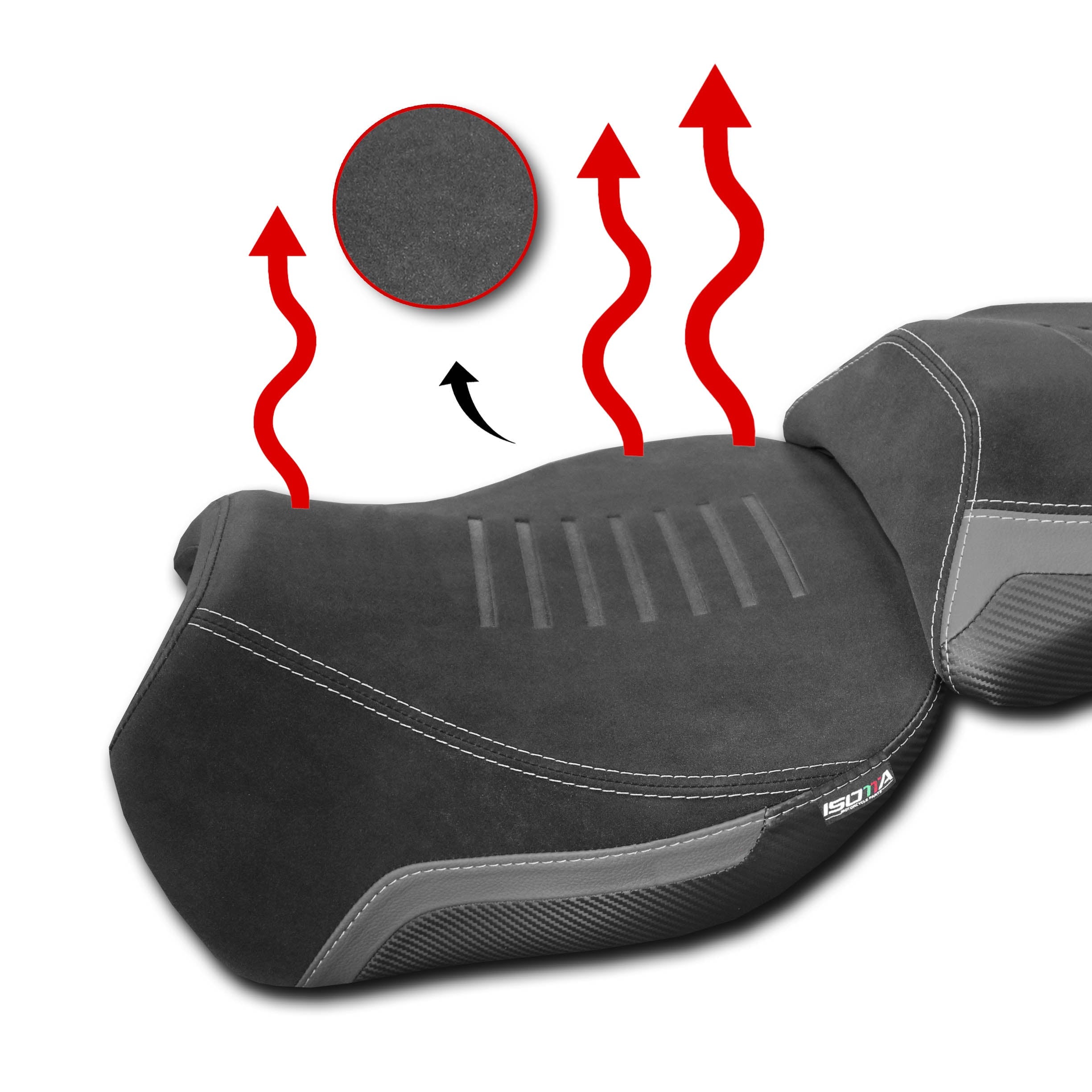 Isotta Heated Rider Comfort Seat | Triple Black | Ducati Multistrada V4/V4 S/Rally/Pikes Peak 2020-2026 - Pyramid Motorcycle Accessories
