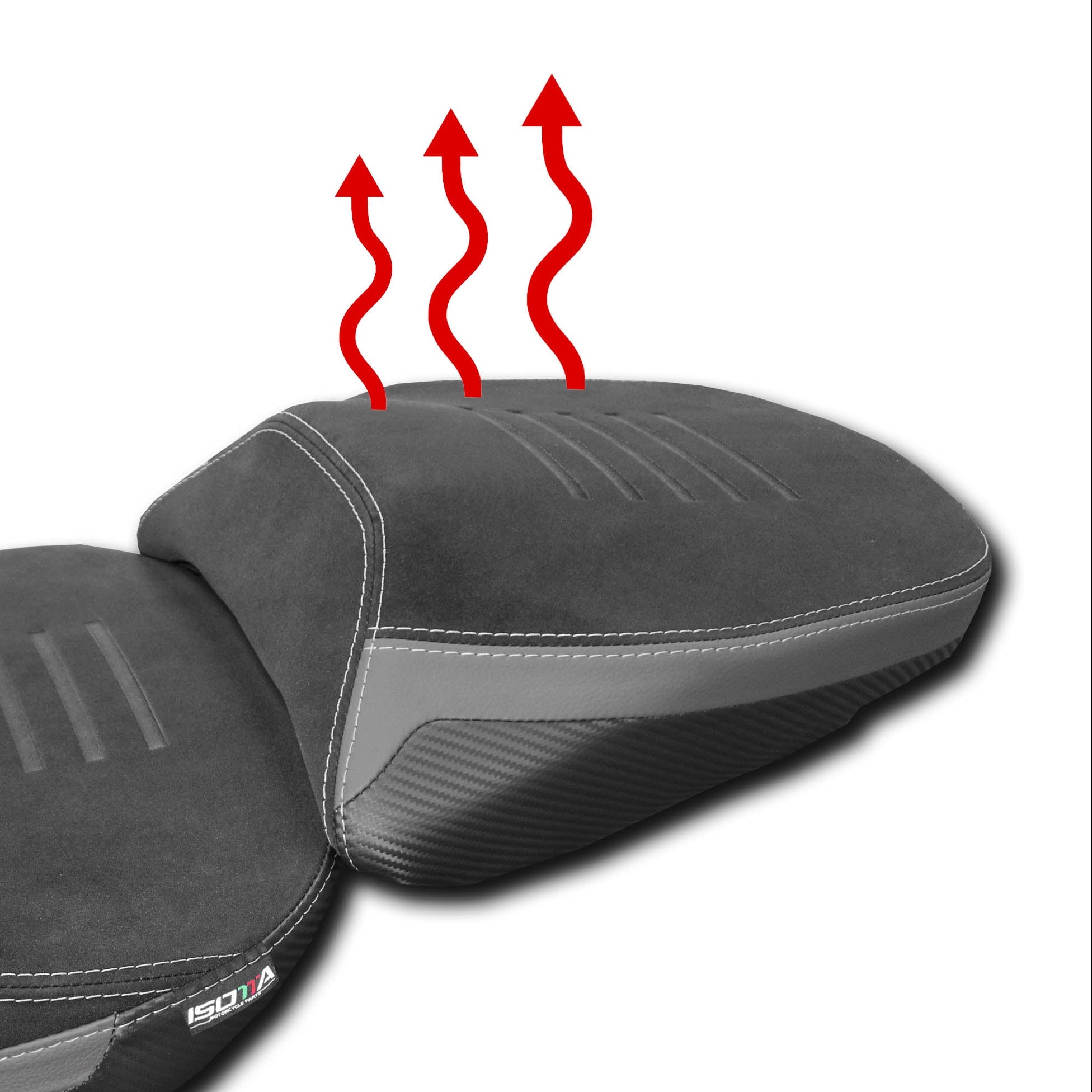 Isotta Heated Pillion Comfort Seat | Triple Black | Ducati Multistrada V4/V4 S/Rally/Pikes Peak 2020-2026 - Pyramid Motorcycle Accessories