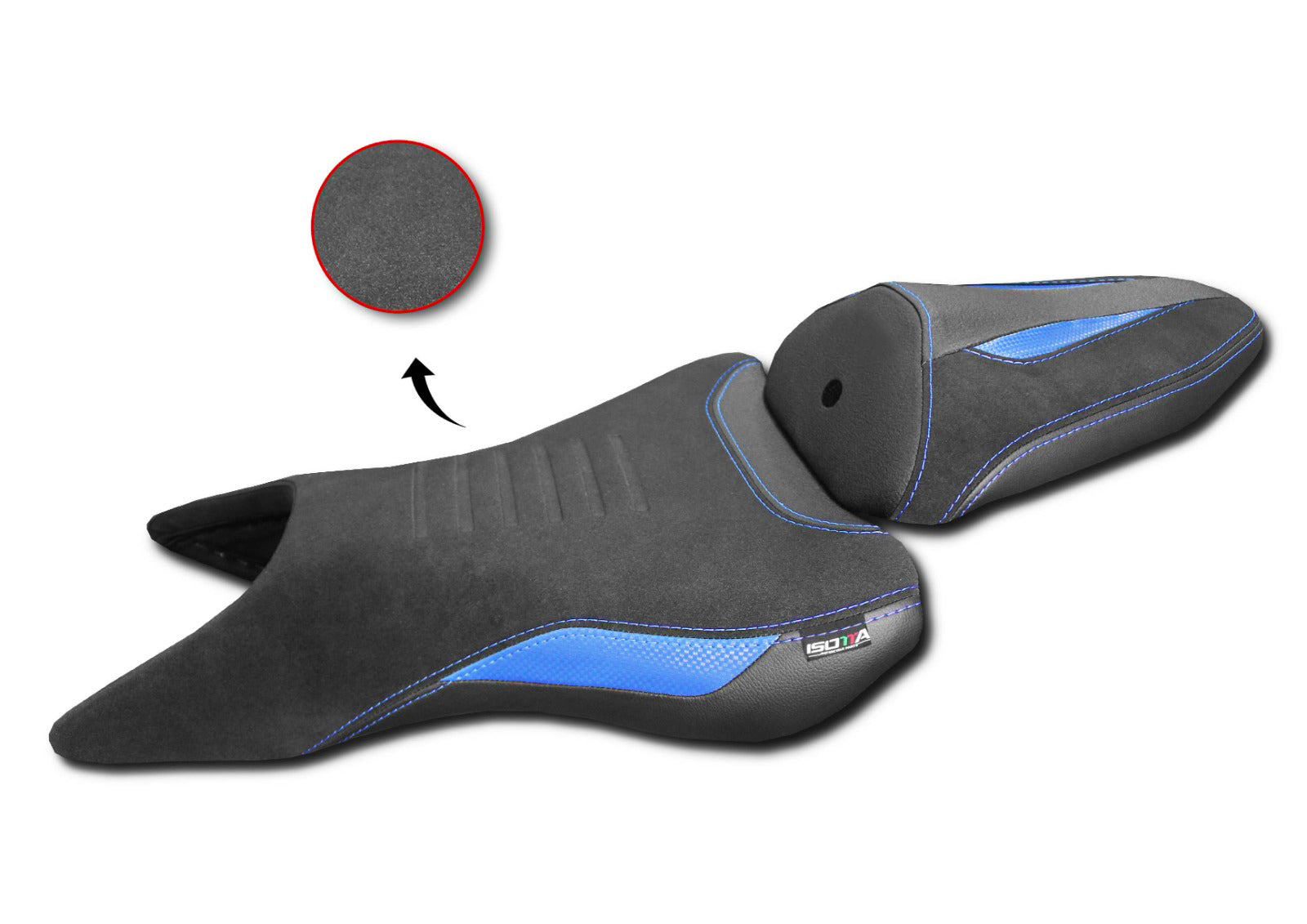 Isotta Comfort Passenger Seat | Blue | Ice Storm | Triple Black | Yamaha MT-09 2024>2026 - Pyramid Motorcycle Accessories