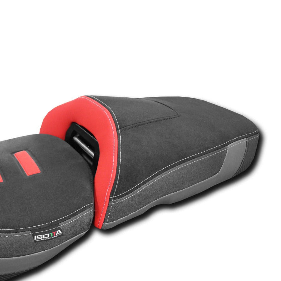 Isotta Comfort Pillion Seat | Black/Red | BMW R 1300 GS Adventure 2024-2026 - Pyramid Motorcycle Accessories