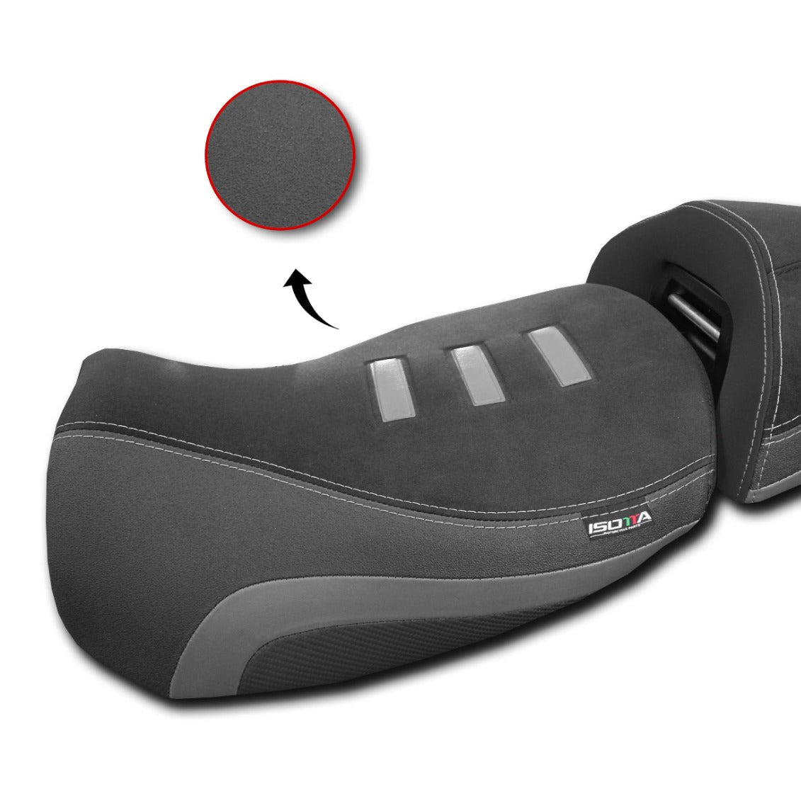 Isotta Heated Rider Comfort Seat - Without Prostate Channel - Standard | Triple Black | BMW R 1300 GS Adventure 2024-2026 - Pyramid Motorcycle Accessories
