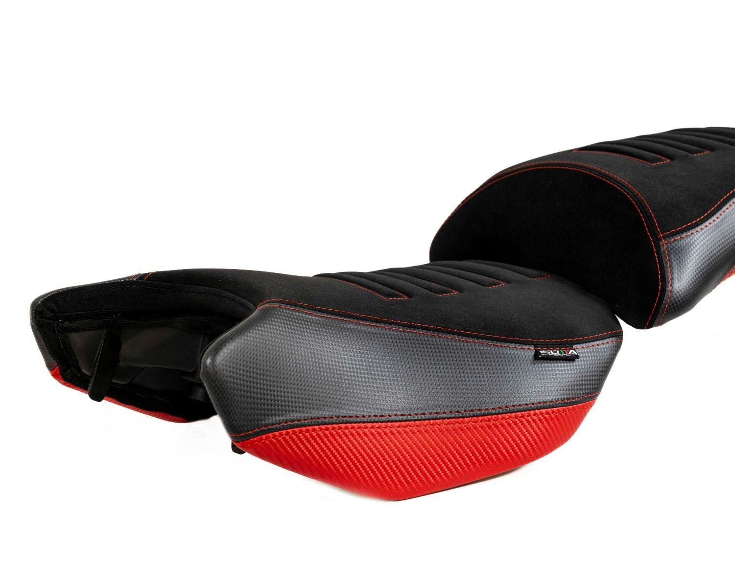 Isotta Comfort Rider Seat - With Prostate Channel | Red | Benelli TRK 502 2017-2024 - Pyramid Motorcycle Accessories