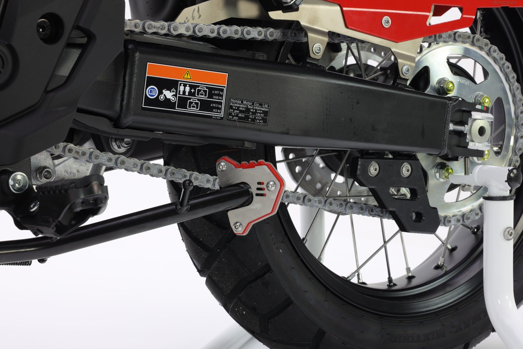 Isotta Side Stand Base Extension | White | Black | Red | Honda XL 750 Transalp 2023>2024 - Pyramid Motorcycle Accessories