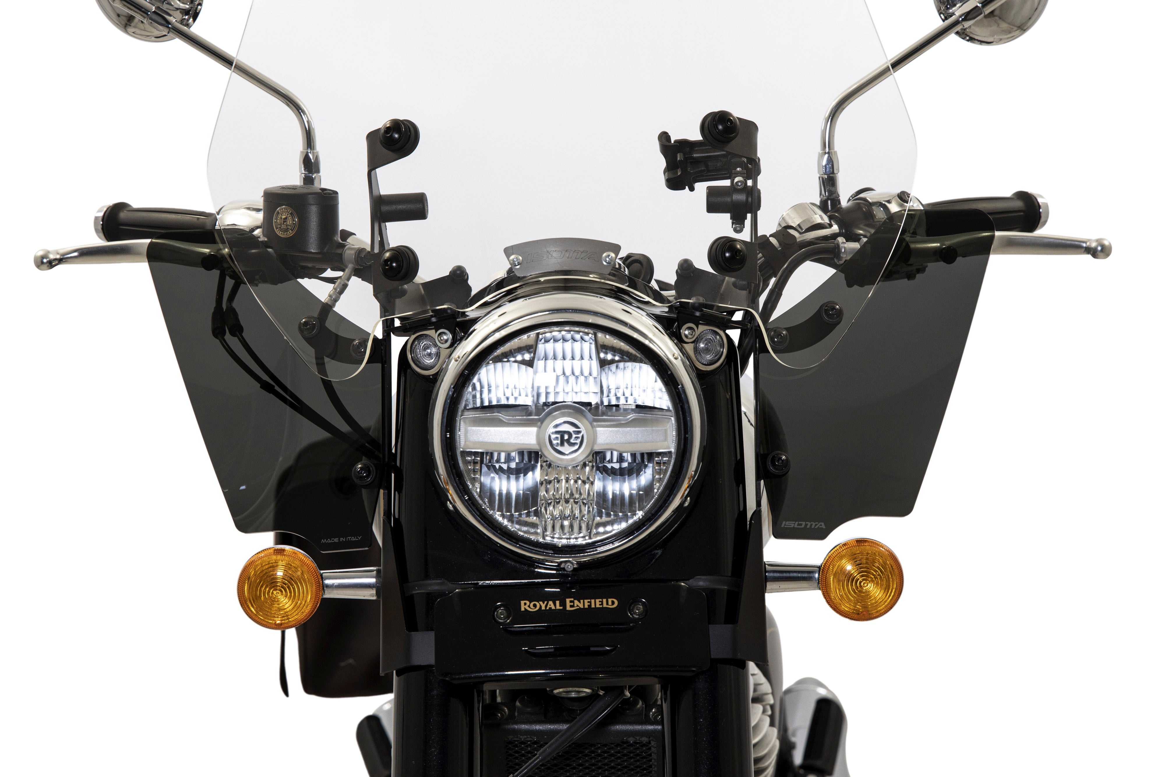 Isotta Wind Deflectors | Dark Smoke | Clear | Royal Enfield Classic 650 2024>2025 - Pyramid Motorcycle Accessories