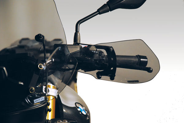 Isotta Handguards | Light Smoke | Matte Black | Clear | BMW R 1200 R 2015>2018 - Pyramid Motorcycle Accessories