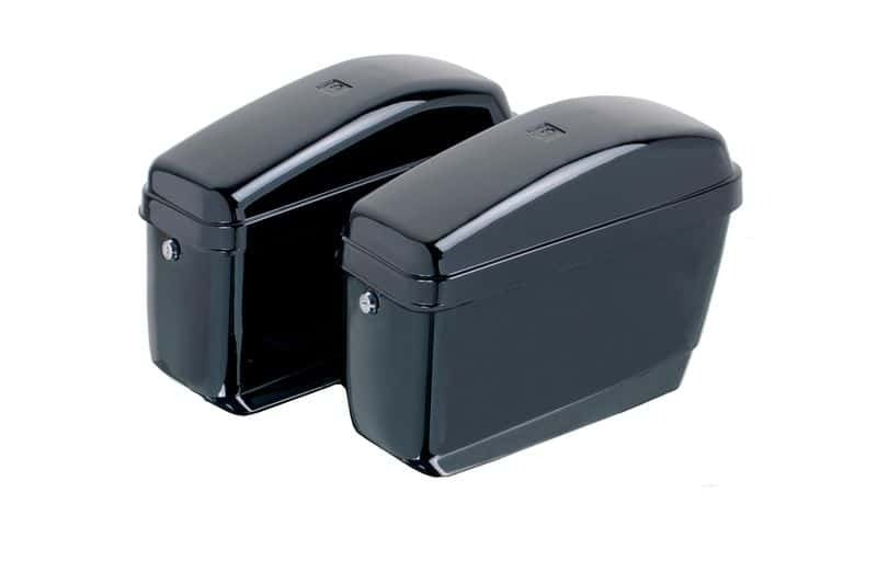 Customacces Easy Panniers/Rigid Saddlebags Includes Universal Support | Black | Harley Davidson Sportster 1200 Custom (XL1200C) 2004>2019 - Shop name