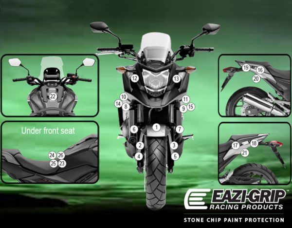Eazi-Grip Stone Chip Protection Kit | Clear - Gloss | Honda NC 750 X 2016>2020 - Shop name
