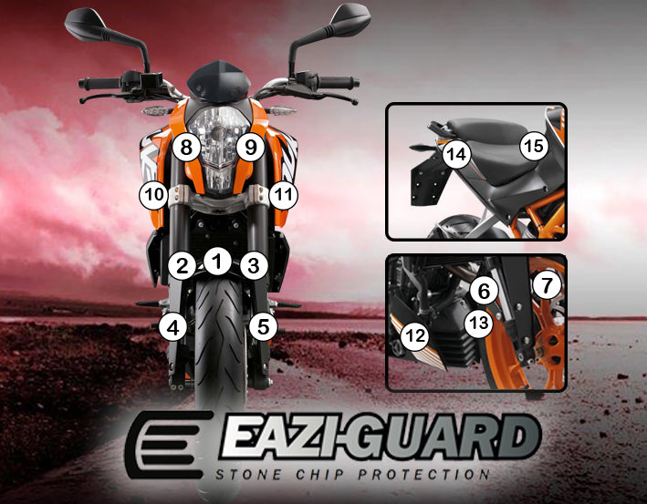 Eazi-Grip Stone Chip Protection Kit | Clear - Gloss | KTM 125 Duke 2011>2016 - Shop name