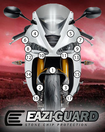 Eazi-Grip Stone Chip Protection Kit | Clear - Gloss | Triumph Daytona 675 2013>2016 - Shop name