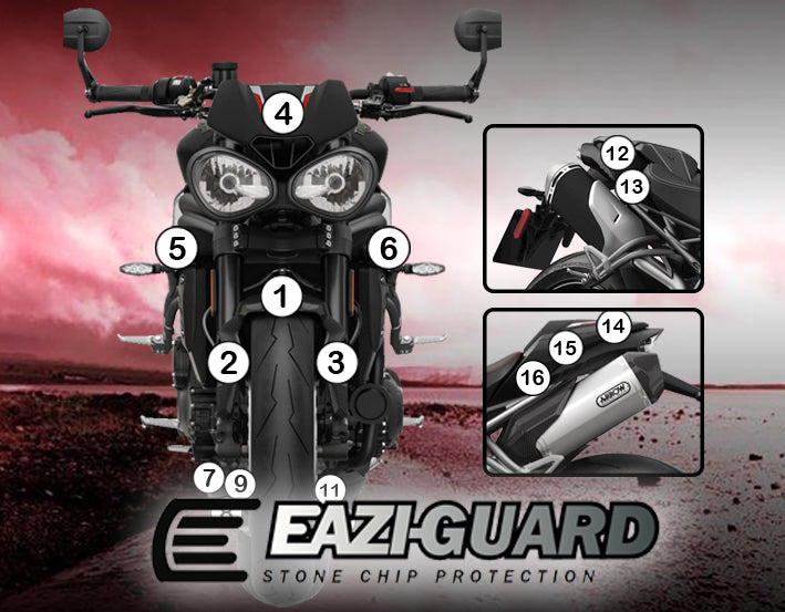Eazi-Grip Stone Chip Protection Kit | Clear - Gloss | Triumph Speed Triple 1050 2016>2017 - Shop name