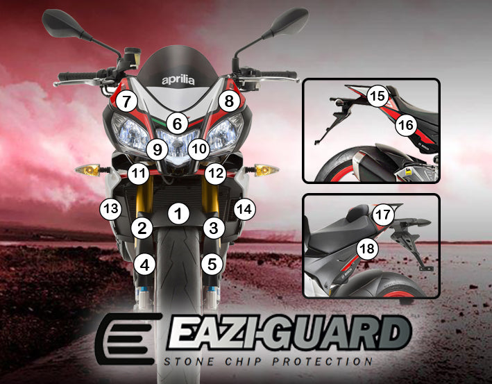 Eazi-Grip Stone Chip Protection Kit | Clear - Matte | Aprilia Tuono V4 2015>2017ย -ย Shop name