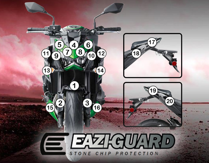 Eazi-Grip Stone Chip Protection Kit | Clear - Matte | Kawasaki Z 800 2013>2016ย -ย Shop name