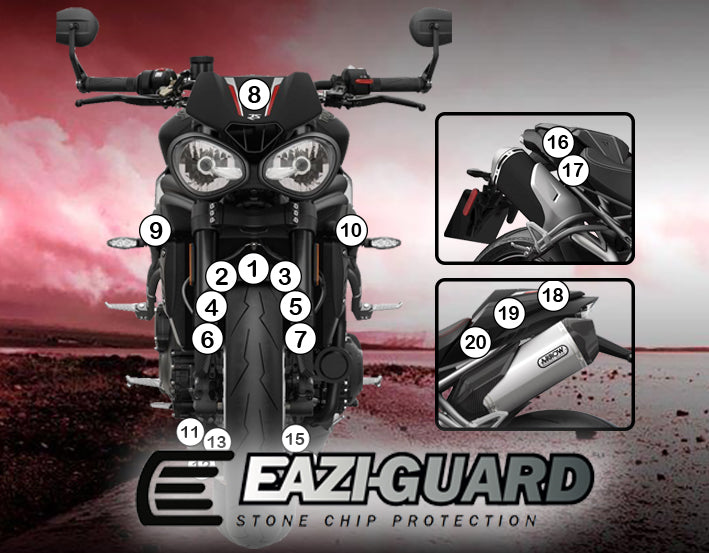 Eazi-Grip Stone Chip Protection Kit | Clear - Matte | Triumph Speed Triple 1050 RS 2018>2019 - Shop name