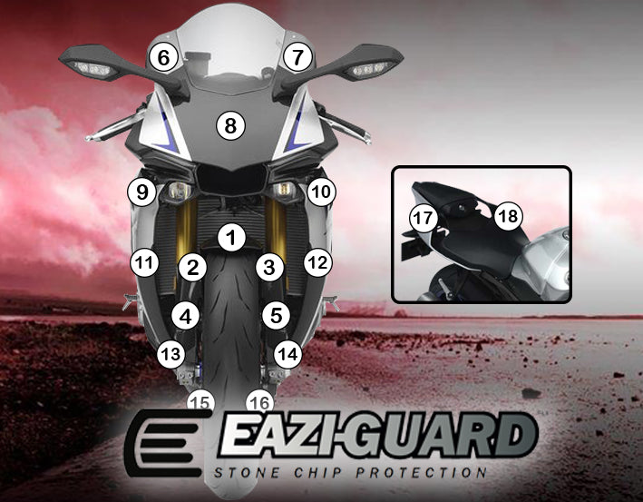 Eazi-Grip Stone Chip Protection Kit | Clear - Matte | Yamaha YZF-R1 2015>2019 - Shop name
