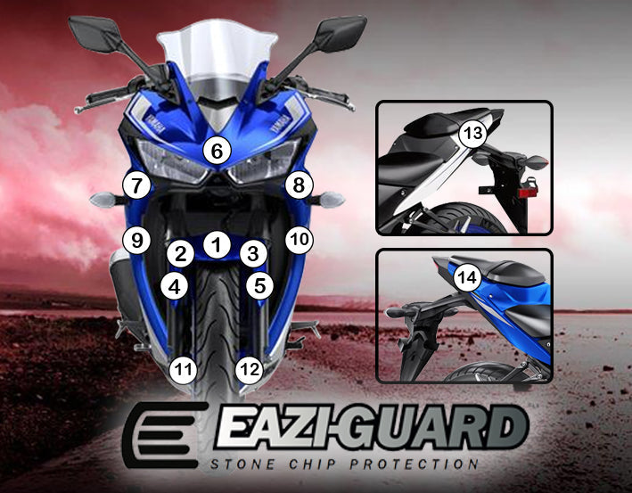 Eazi-Grip Stone Chip Protection Kit | Clear - Matte | Yamaha YZF-R3 2015>2018 - Shop name