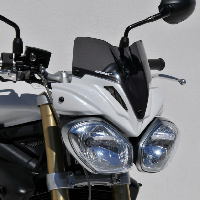 Ermax Nose Fairing | Crystal White with Dark Smoke Screen | Triumph Street Triple 675 R 2012>2012 - Pyramid Motorcycle Accessories