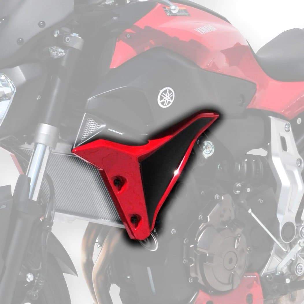 Ermax Radiator Cheeks | Black/ Red ( Blackmax/Laval Red) | Yamaha MT-07 2014>2017 - Shop name