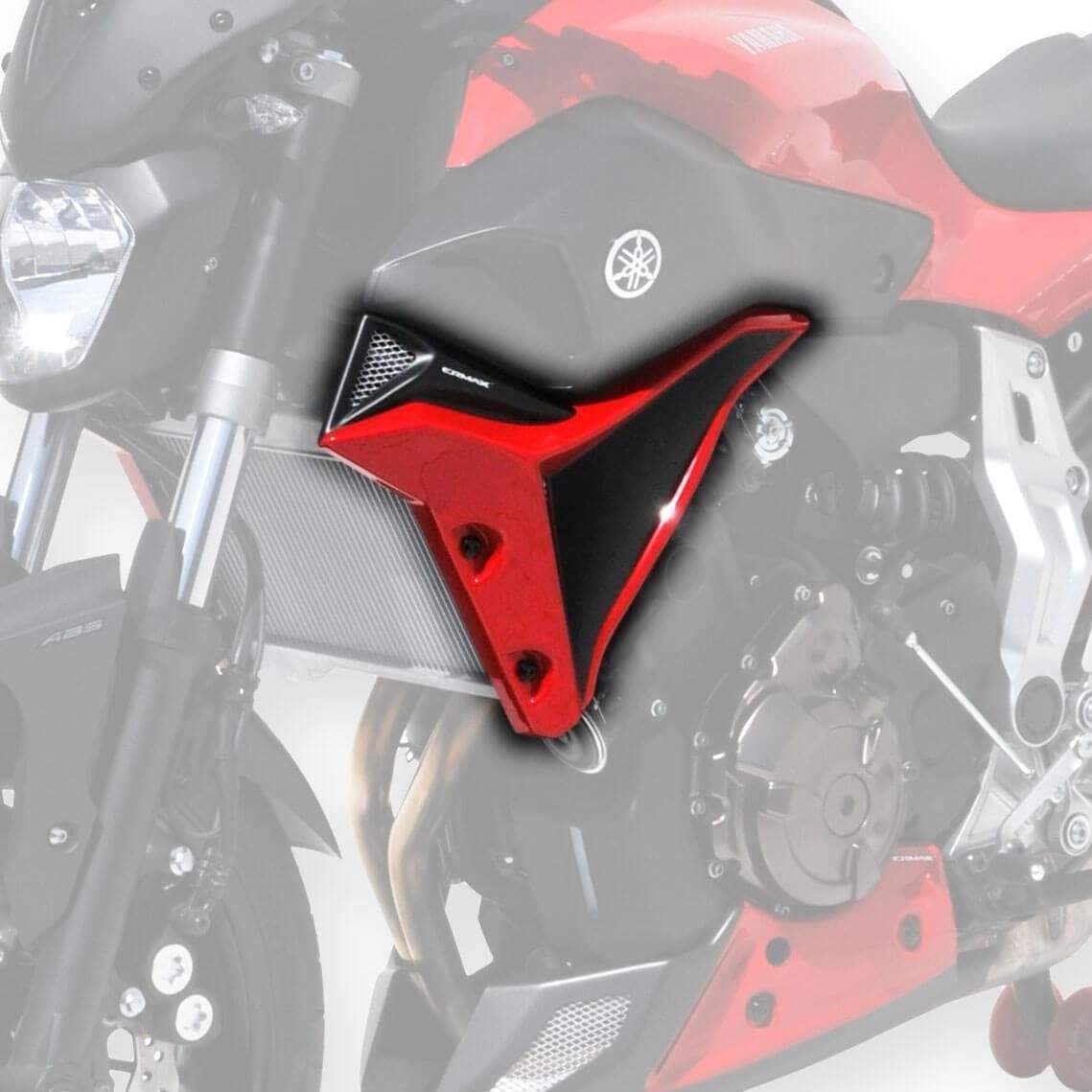 Ermax Radiator Cheeks | Matte Black/Gloss Red (Matte Black/Vivid Cocktail Red) | Yamaha MT-07 2014>2014 - Shop name