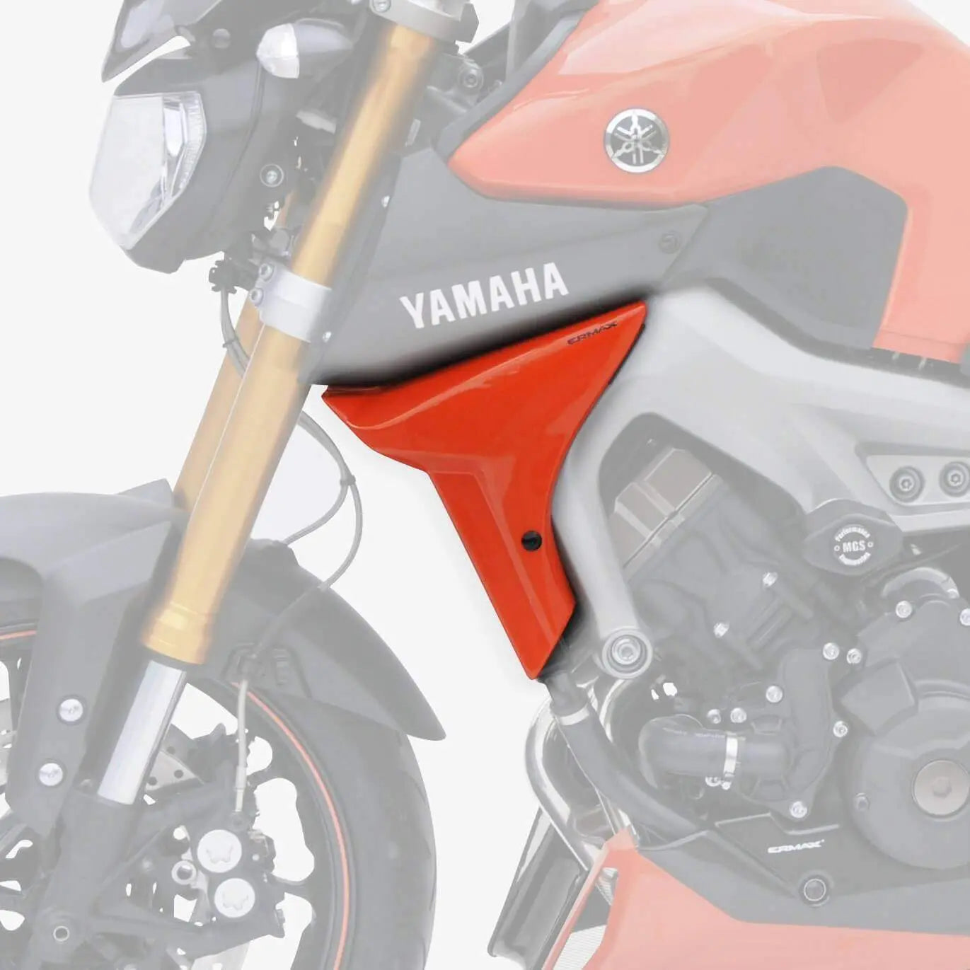 Ermax Radiator Cheeks | Metallic Orange (Blazing Orange) | Yamaha MT-09 2014>2015 - Shop name