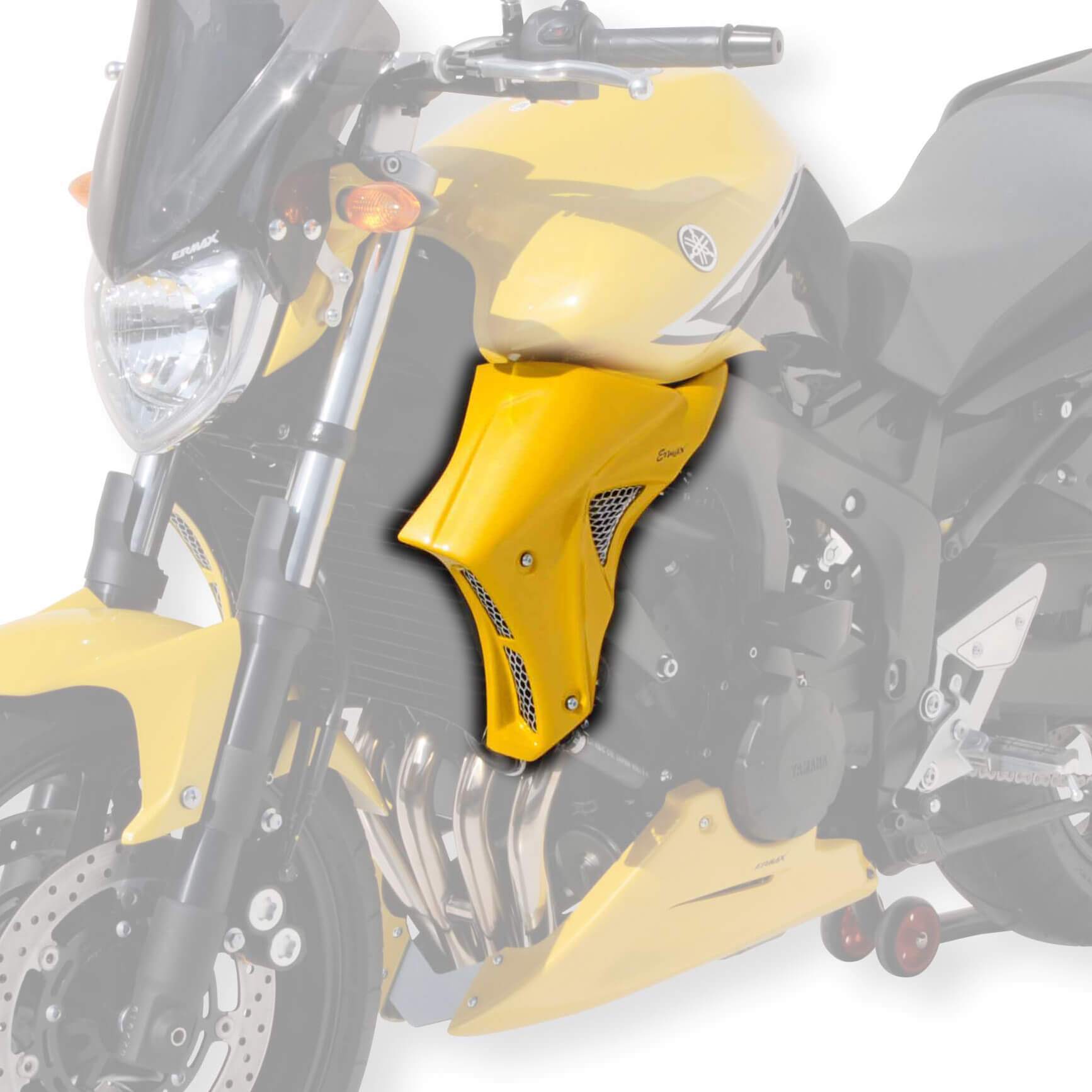 Ermax Radiator Cheeks | Metallic Yellow (Extreme Yellow) | Yamaha FZ6 S2 2009>2010 - Shop name