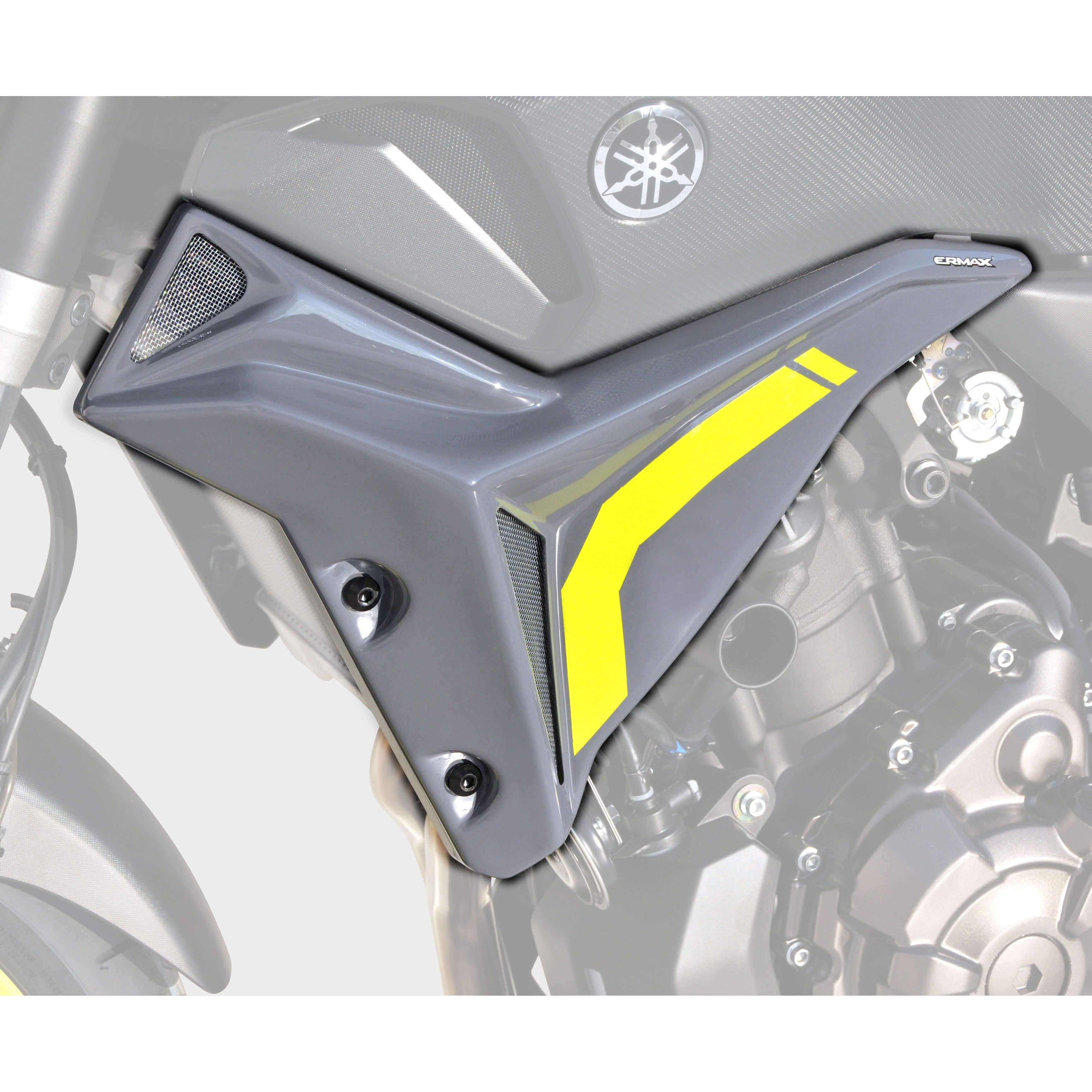 Ermax Radiator Cheeks | Night Fluo (Nimbus Grey/Yellow Fluo) | Yamaha MT-07 2016>2017 - Shop name