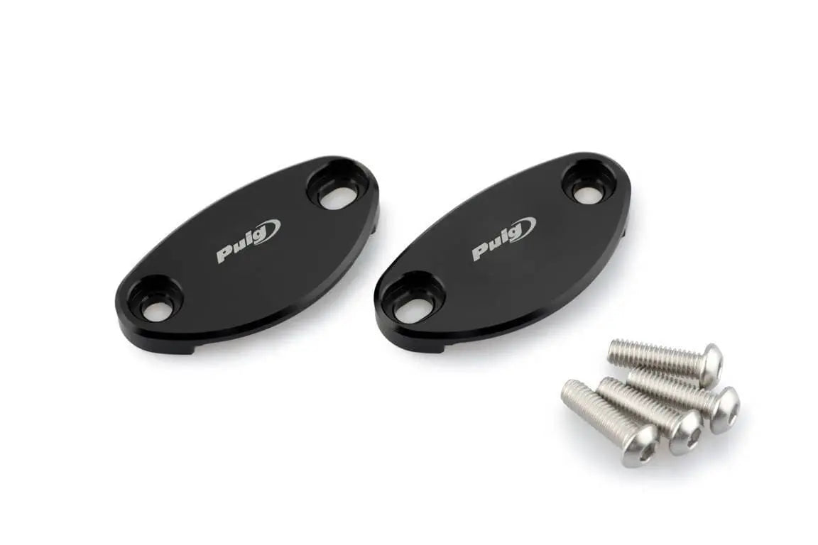 Puig Aluminium Mirror Caps | Black | Kawasaki ZX-10RR 2017>2019 - Shop name