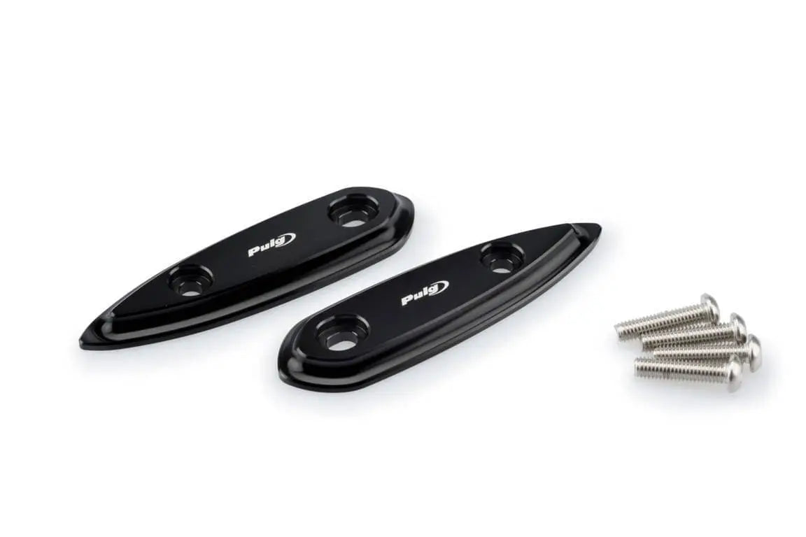 Puig Aluminium Mirror Caps | Black | Yamaha YZF-R3 2015>Current - Shop name