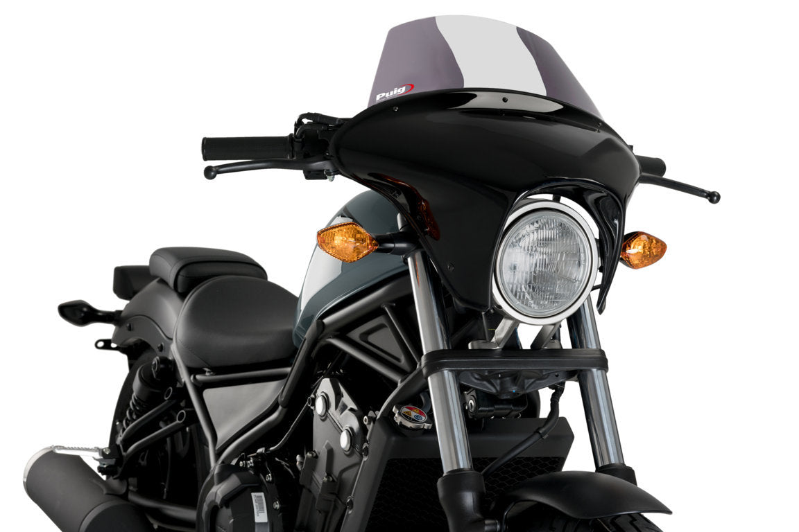 Puig Batwing SML Touring Screen | Black/Light Smoke | Honda CMX 500 Rebel 2017>2019 - Pyramid Motorcycle Accessories