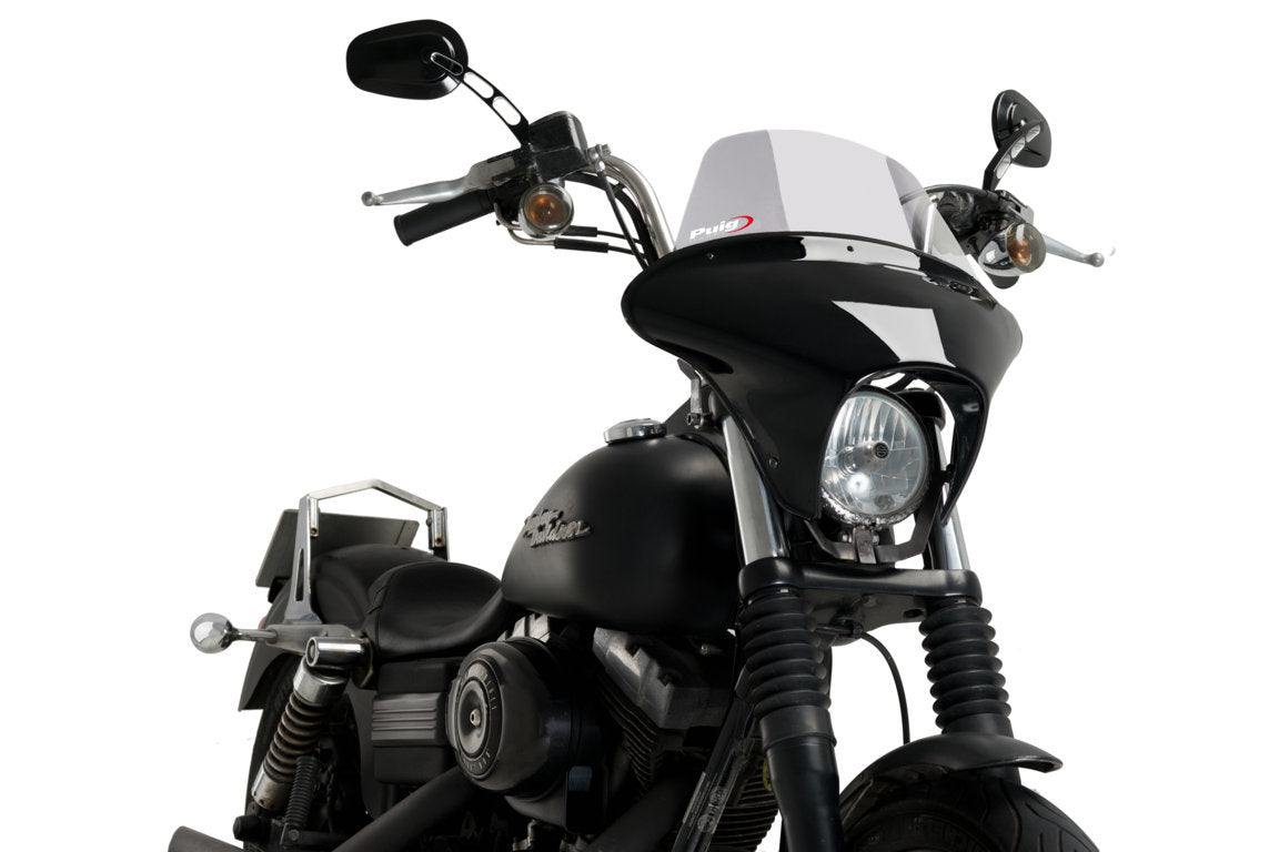Puig Batwing SML Touring Screen | Light Smoke | Harley Davidson Dyna Street Bob (FXDB) 2007>2017 - Pyramid Motorcycle Accessories
