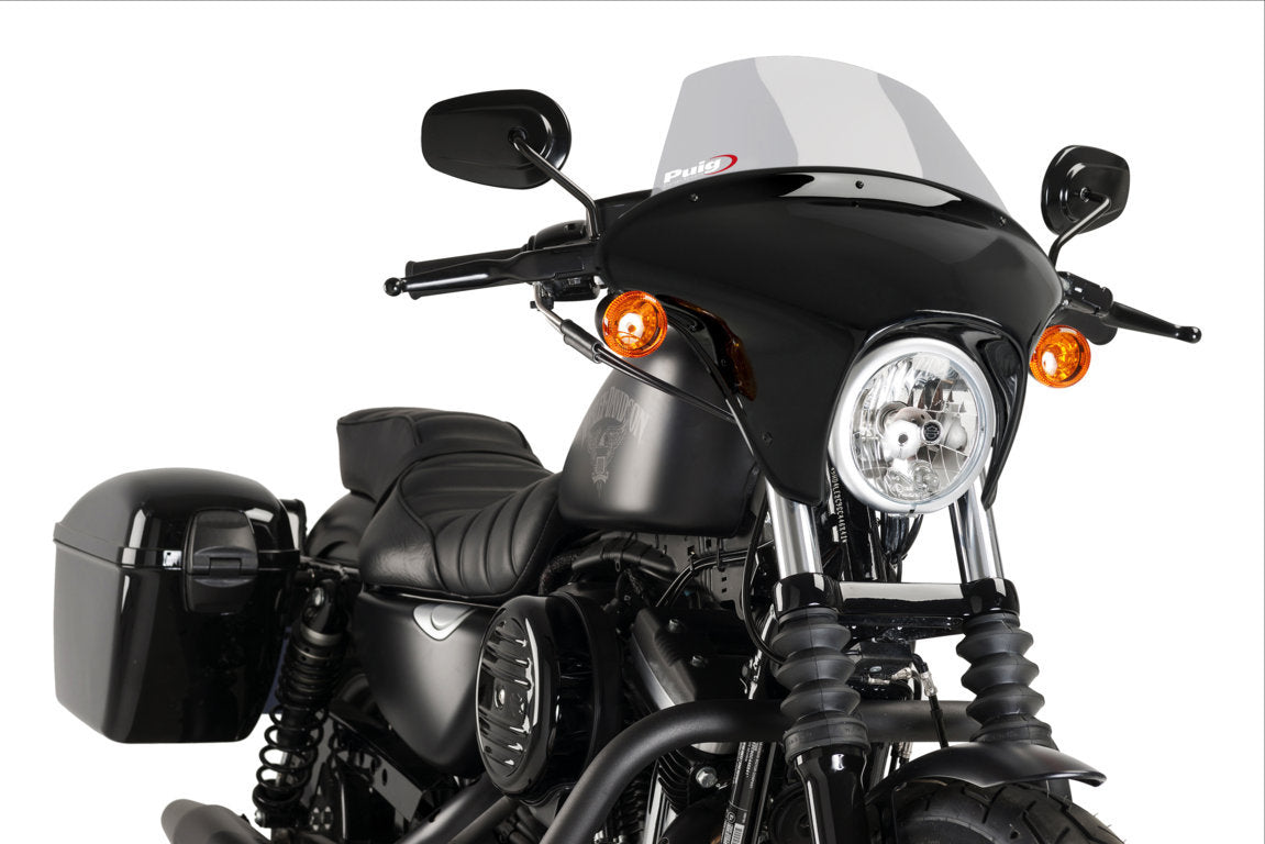 Puig Batwing SML Touring Screen | Light Smoke | Harley Davidson Sportster Iron (XL883N) 2009>2019 - Pyramid Motorcycle Accessories