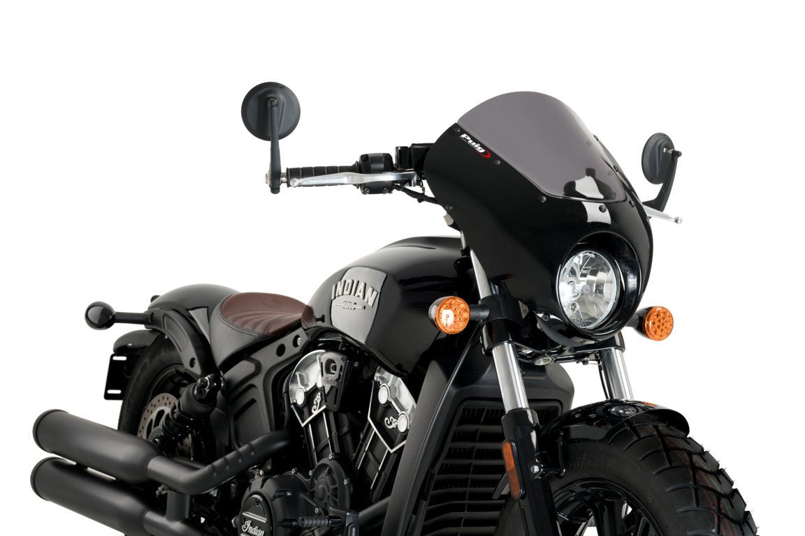 Puig Dark Night Semifairing | Dark Smoke | Indian Scout Bobber 2018>Current - Pyramid Motorcycle Accessories