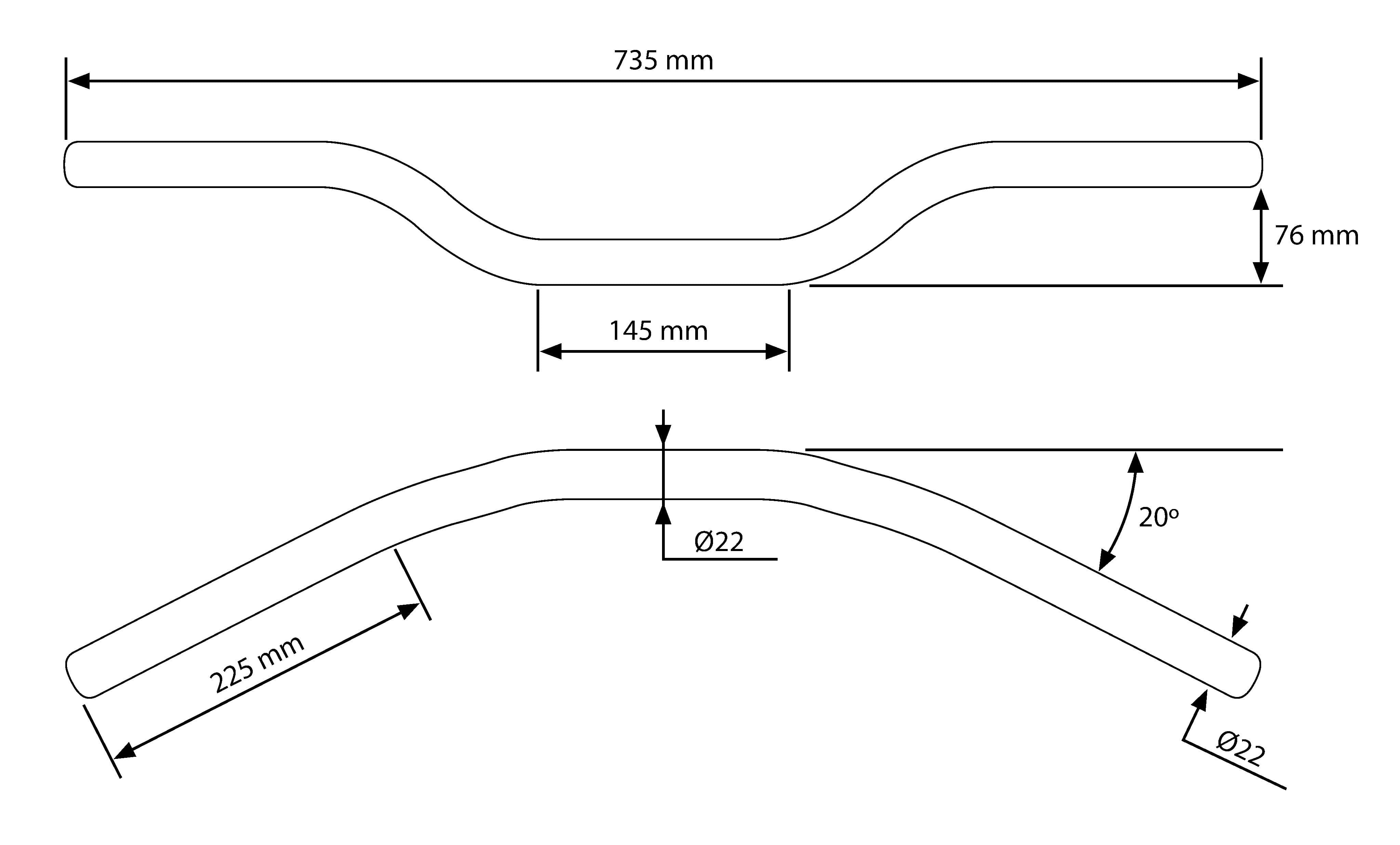 Puig Handlebar 22mm Cylindrical 76mm Rise | Black - Shop name